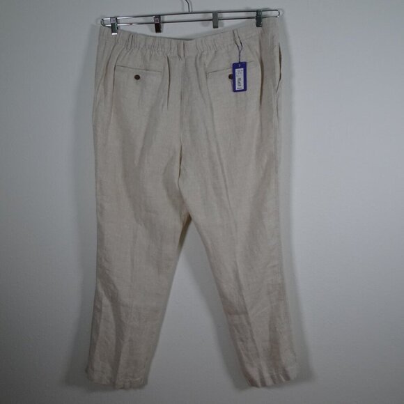 Roundtree Yorke Caribbean Linen Pants Big Men's Size 48x32 Beige Resort Beach - Picture 5 of 12